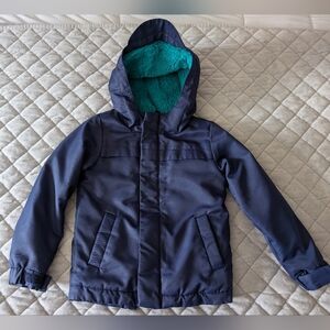 Cat & Jack Toddler Boys Navy And Teal Fleece Lined Hooded Jacket, Size 3T
